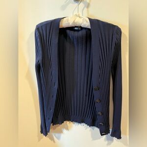 Moschino Dark Blue Ribbed Cardigan